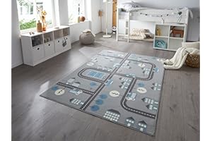 ‎HANSE HOME Hanse Home Teppich Kinderzimmer Kinderteppich Town – Junge Mädchen Spielteppich Kurzflor Teppich Modern mit Herzen Koalamotiv, Weicher Flor, Pflegeleicht - Mouse Blau, 120x170