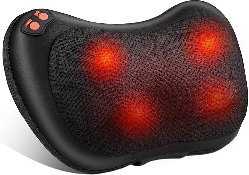 Brelley Masajeador, Cojín Masajeador Cervical y Espalda | Con Cabezal de Masaje Giratorio y FuncióN de Calor, Alivia el Dolor