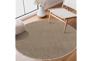 SANAT Dywan z krótkim włosiem do salonu – uniwersalny, nowoczesny dywan do sypialni, gabinetu, biura, korytarza, pokoju dziecięcego i kuchni – beżowy, 120 cm, okrągły