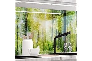 Stickerprofis Küchenrückwand hochglänzend selbstklebend - WALD - 1.8mm, Hartkunststoff, Spritzschutz, alle Untergründe, Hartschicht, PREMIUM 60 x 340cm