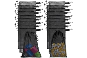 JYiuog Borse a rete in nylon con coulisse e clip, per giocattoli, sport, conservazione, immersioni, attività all'aperto e molto altro ancora, colore: nero