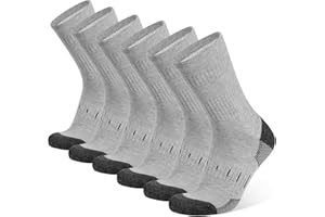 BUDERMMY Socken Herren 43-46 39-42 Wandersocken Crew Sportsocken Gepolstert Trekkingsocken Baumwolle Atmungsaktiv Laufsocke Arbeitssocken