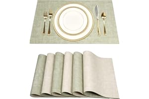 SUEH DESIGN Manteles Individuales de Cuero Juego de 6 Mantel Individual de PU Moderno Lavables Resistente al Calor Impermeable para Mesa de Comedor de Cocina Hoteles Restaurante 43cm x 31cm