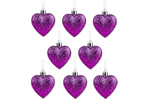 Christmas Concepts® 8 x 60 mm (2.4") Brillo púrpura en Forma de corazón del árbol de Navidad de Las chucherías