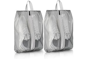 jwtyu 2 Stück Schuhbeutel Grau Reise Schuhtasche wasserdichte TPU Netz Schuhtasche Mit Reißverschluss Geeignet Für Reisen Oder Zur Aufbewahrung Zu Hause