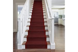 runrug Stair Runner Rug - Non Slip Carpet Runners for Staircases - Stain Resistant Dirt Stopper - 80cm Wide x 690cm Long - Red Aztec