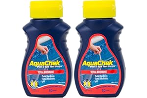 Lot 4 en 1 Aquachek Brome Bandelettes de test pour piscine et jacuzzi Spa Eau – 2 x 50 ct bouteilles (100 tests Total)