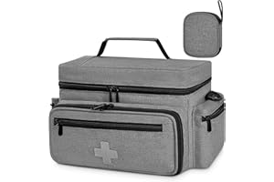 Eurhomewit Medical First Aid Bag - Empty Portable Emergency Bag with Adjustable Shoulder Strap, Nurse Doctor Bag for Home Visits, Healthcare, Travel & Medicine Storage (Grey)