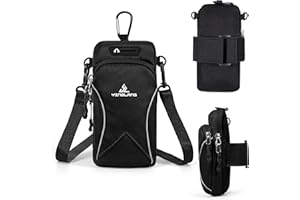 AYMQC Sport-Armtasche Outdoor Laufarmband Sportarmband mit Kopfhörerschlitz für Joggen Radfahren Kompatibel mit iPhone, Samsung, Huawei Handys bis zu 6,7 Zoll (Schwarz)