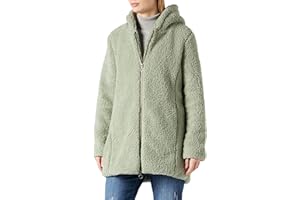 Urban Classics Giacca per Donna in Sherpa con Cappuccio, Cappotto Lungo dal Taglio Oversize, Chiusura a Zip, Diversi Colori Disponibili, Taglie XS - 5XL