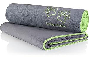 Lucky Paws® Dog Towel – Extra Large 140 x 70cm - UK Based Seller - Super Absorbent Microfibre Towel - Fast Drying - Super Soft - Premium Pet Towels (Pack of 2, Grey)