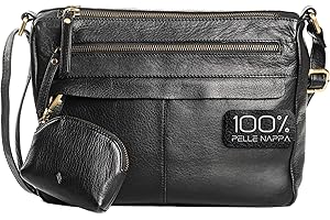 Lavalen Borsa Donna Tracolla Pelle - Borsa Tracolla Donna Piccola Multiple Scomparti - Firmata alla Moda Cerniere multiple - Borsetta a Spalla di Qualità – Borse Nera - Portamonete Regalo.