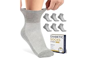 Pembrook Ankle Diabetic Socks for Women & Men | 6 Pairs | Wide Non Binding Socks Quarter Length | Edema Neuropathy Socks