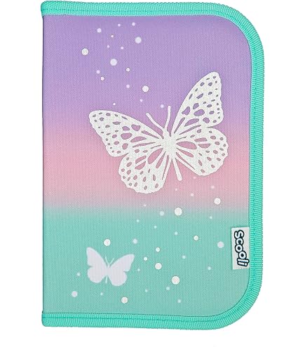GmbH Federmappe Mit Schmetterlings-Motiv – Komplett Gefüllt Mit Stiften & Zubehör, 13,5x20,5x4,5 Cm