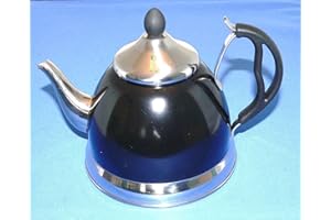 Prima Kitchenware 11169C 1.5L S/S Teapot in Black & Chrome, Ceramic, 1.5 liters