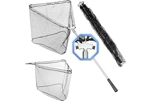 ‎Q-TAC Q-Tac Kescher gummiert mit Hammerkopf [robust & stabil] Teleskop Kescher Angeln, Angel Kescher faltbar & klappbar, Unterfangkescher, Angelkescher Raubfisch, Forelle, Karpfen - gummierter Kescher groß