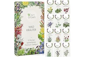 Wildkräuter Samen Set: 12 Sorten Wildkräuter Saatgut für Balkon u. Garten – Bärlauch Samen, Portulak Samen, Schnittknoblauch Samen, Sauerampfer Samen, Löwenzahn Samen – Kräuter Samen, OwnGrown Kräuter