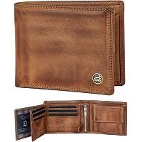 Portafoglio Da Uomo In Pelle PESETA - 12x10x2 Cm - Marrone Tan - Tante Tasche E Scomparti