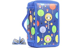 DBPBToU Astuccio Grande Astuccio Scuola 75 Scomparti Per ragazzo e Ragazza, Astuccio per Matite a 4 Scomparti, Astuccio Matite per la Scuola (Blu)