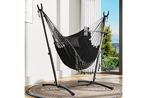 YITAHOME Hamaca con Soporte, Carga máx. 150 kg, Columpio Colgante, 158 x 110 x 140 cm, con Soporte Ajustable para teléfono, Color Gris Oscuro