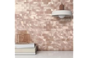 VAOVI Stick on Tiles Kitchen,Backsplash Stickers Self Adhesive Wall Tiles Metal Mosaic Tiles(5sheets,Rose)
