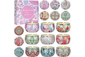 LDUMODUW Duftkerzen Set für Frauen, Weihnachts Geschenk, 9 Stück Dufted Kerzen mit Deckel,180 Std,100% Soja-Wachs, Tragbare Reise Zinnkerzen für Stressabbau, Geburtstag Gift für Familie