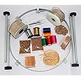 Vradah 20Items Aari Work kit with 18Inch Aari/Maggam/Tambour Work Stand with Bush, with 18inch Wooden Frame/Hoop, Powder Coat Finish, Adjustable Legs with Bush