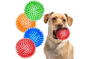 SHARLOVY Bolas chirriantes de 3 pulgadas para perros pequeños, bolas de perro con puntas de 4 colores para dentición de cachorros, juguetes duraderos para masticar para cachorros, juguetes