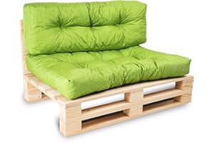 Bananair - Coussin Palette Extérieur Confortable - Tissu Résistant, Anti-UV & Déperlant - Coussin Salon de Jardin Extérieur, Balcon, Terrasse (Lot Assise + Dossier, Vert)