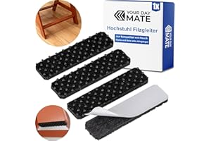 Filzgleiter mit Noppen für Hochstuhl, 1 Set, kompatibel mit Hauck Alpha und BETA Kinderhochstuhl ohne Rollen, in Schwarz, zum Kleben, Filz Gleiterpad Stuhlbein Alpha Beta, Babystuhl Bodenschoner