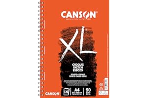 Canson XL Croquis, ideale per schizzo o disegno, carta leggera 90g/m, A4-21 x 29, 7 cm, 120 fogli grana fine, avorio