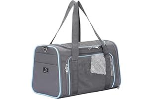 A 4 PET A4Pet Airline Approved Cat Carrier Dog Carriers,Removable Soft-Sided Portable Pet Travel Washable Carrier Bag for Kittens,Puppies,Rabbit,Hamsters Grey