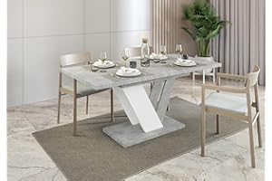 GENERIC Extendable Dining Table with White Marble Effect, Modern Design, Sturdy Construction & Easy-to-Clean, Ideal for Dining Rooms | Accommodates Up to 6 People | 120-160 cm Length, White (White Stone)
