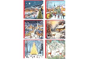 Giftinghouse Charity Christmas Cards 2025 Pack of 12/24/48 | Multipack Xmas Cards for Family, Friends with Red envelopes - MADE IN UK