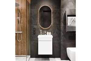 Planetmöbel Cosmia Badmöbel Set Waschbecken mit Unterschrank 50 x 60 x 35 cm Weiß, Keramik Waschtisch mit Schublade