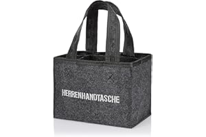Nordstern Borsa da uomo in feltro – Portabottiglie alla moda per 6 bottiglie – Grigio con divisori – Pieghevole – 20 x 13 x 15 cm, grigio.