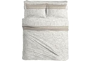 CLARA HOME MILANO Clara Home Set Lenzuola, Completo Letto in Puro Cotone, Fantasie Moderne (Frizzy Beige, Matrimoniale 2 Piazze)