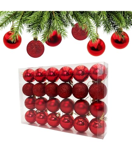 Palline Di Natale Favuit - 24 Pezzi, 4 Cm, Infrangibili, Per Albero E Decorazioni, Multicolore