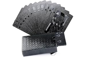 ‎SHIKAN Joyoldelf Poker Karten - Schwarze Goldfolie PVC Wasserfeste Spielkarten Profi Premium Playing Cards, Familie Party Spiele Party Geschenkkarten(Schwarz)