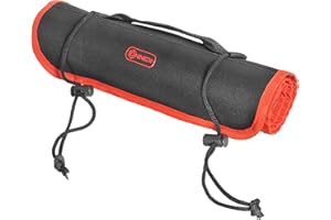 Connex Werkzeugrolltasche - 22 Fächer & Halteschiene für Stecknüsse - Unbestückt - Mit Tragegriff - Aus Polyester/Werkzeugrolle/Rolltasche/Werkzeugtasche für Wartungsmechaniker, Rot/Schwarz