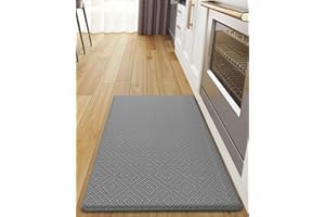 COLOR&GEOMETRY COLOR G Kitchen Rugs Anti Fatigue,Kitchen Mats Non Slip,Waterproof Oilproof Easy Clean Cushioned Floor Mat Set for Sink,Foam Padded Standing Comfort Runner, 44x75cm, Grey