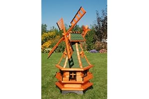 Deko-Shop-Hannusch Moulin à Vent décoratif avec roulement à Billes et éclairage Solaire Bardeaux bitumés Verts 1,0 m