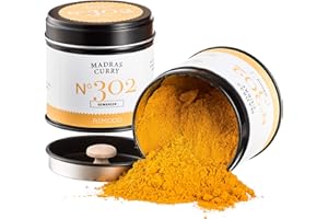 ‎RIMOCO Rimoco N°302 Bio Madras Curry Pulver gemahlen - Milde indische Madras Currypulver Gewürzmischung | exotisch & warm, mild und vollmundig |in eleganter Gewürzdose mit Aromadeckel | Inhalt: 65g