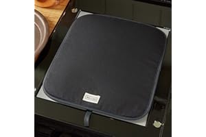 BLAKE & BULL Warming Plate Cover for use with 'Deluxe' Aga Range Cookers - 'All Black' design. Made in the UK with 100% Cotton. Includes Hanging Loop. Insulated Design.