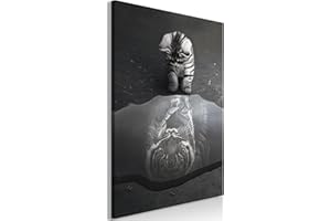 murando - Bilder Tiere 40x60 cm Vlies Leinwandbild 1 tlg Kunstdruck modern Wandbilder XXL Wanddekoration Design Wandbild Katze Tiger Spiegelbild Pfütze grau Abstrakt g-A-10099-b-a