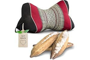 livasia Coussin appuie-Nuque Coussin os - Ø 15x32cm - Coussin cale-Nuque en Forme d’os, Coussin de Sofa, Coussin de Lecture kapok, Jardin Balcon, Coussin de Voyage Fait Main (Noir/Rouge)