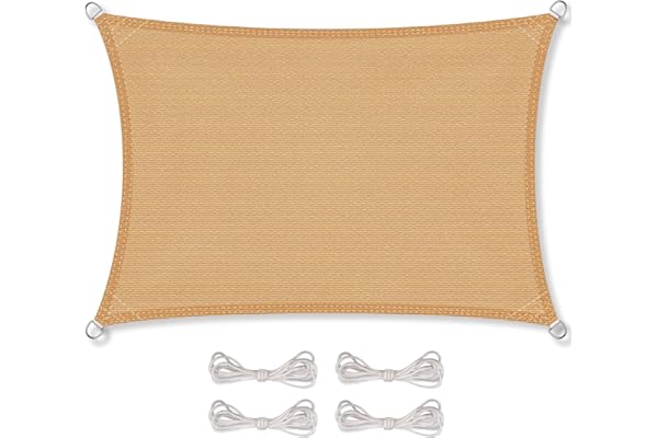 CelinaSun Toldo de Sol para jardín y balcón Incl. Cuerdas de sujeción HDPE Rectángulo 3 x 6 m Beis Arena protección Solar Transpirable