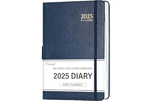 COLORAGE Diary 2025 - Diary 2025 Page a day, Diary 2025 Day per page January 2025 - December 2025 with Pen Loop, 180° Flat out, Monthly Stickers, Blue
