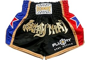 FLUORY Short Muay Thai,Haute Qualité Short Boxe Thaï Short MMA Kick Boxing pour Femme Homme Enfant Compétition D'entraînement de Combat.