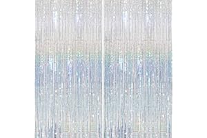 ‎KERNOWO KERNOWO Lametta Vorhang Silber Glitzer,2 Stück Party Vorhänge Luftschlangen Fransen Geburtstag Dekoration für Neujahr 2024 Disco Party Weihnachten Party Deko